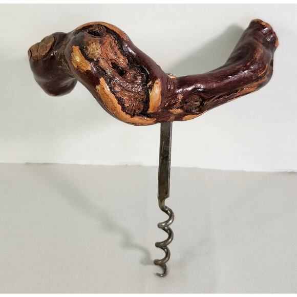 Vintage Rustic Grapevine Wood Corkscrew, Wine Bottle Opener, Hand Crafted - Picture 1 of 4